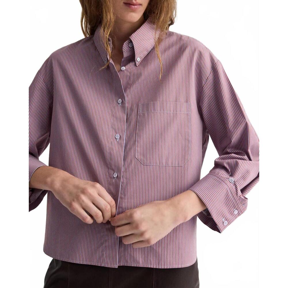 NEW TWP j.d. shirt in rust/blue stripe - Picture 3 of 5